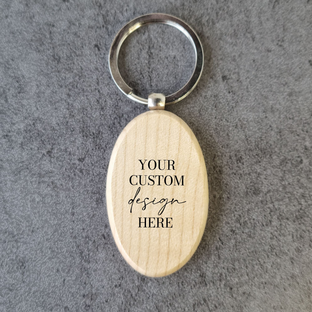 Oval Shaped Wooden Keyring, wood, wedding favour