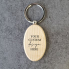 Oval Shaped Wooden Keyring, wood, wedding favour