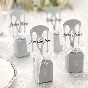 Silver Chair Placeholder and Gift Box (Set of 12), silver, wedding favour