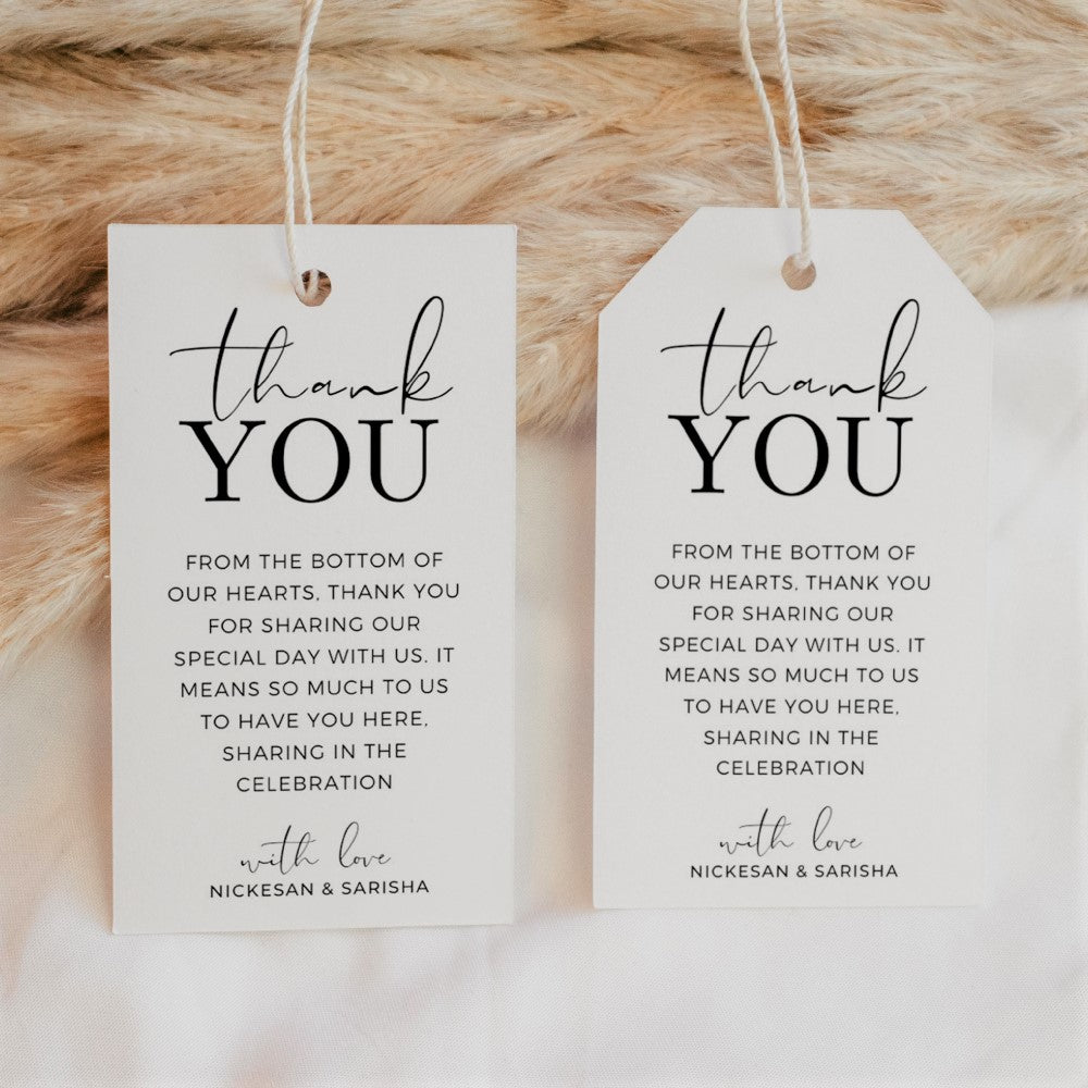Thank you Tag - Rectangular - Heartfelt, wedding favour