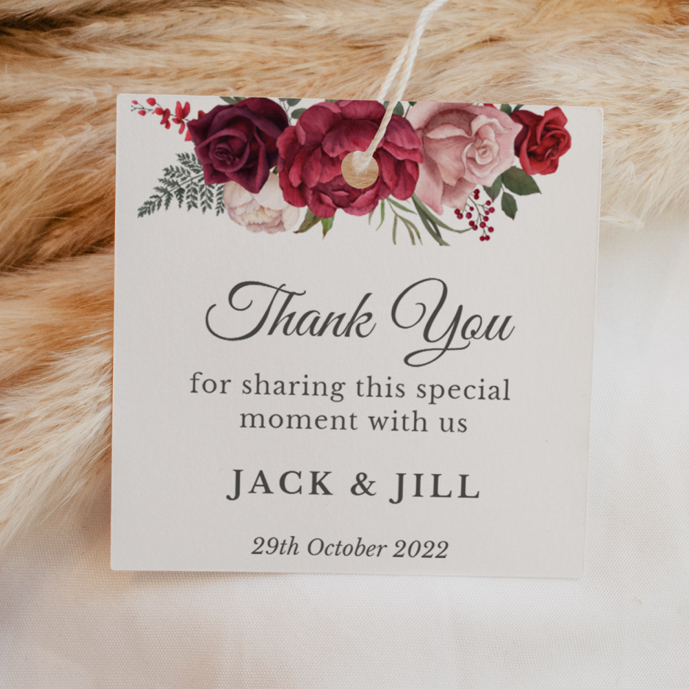 Thank You Tags/Stickers - Red Melody, red, wedding favour