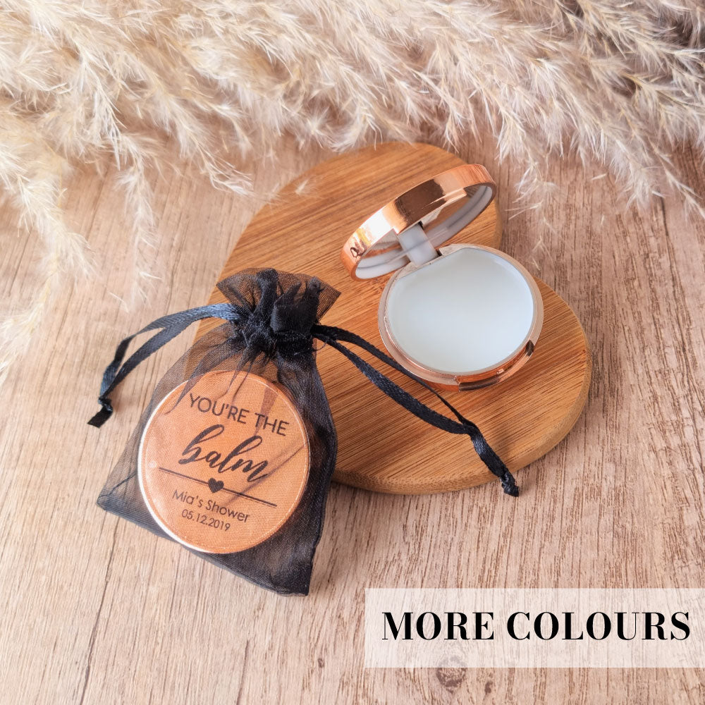 Lip Balm Compact Mirror in Organza Bag available in Rose Gold or Silver, mirror, gold