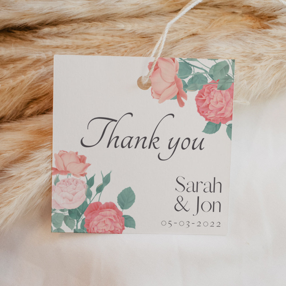 Thank You Tags/Stickers - Rose Garden, wedding favour