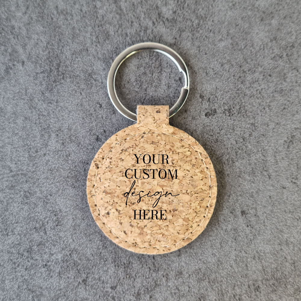 Eco friendly round cork keyring favour
