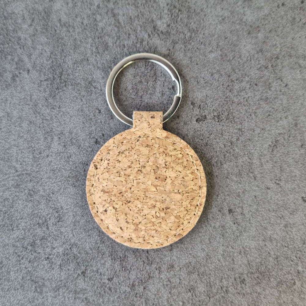 Eco friendly round cork keyring favour
