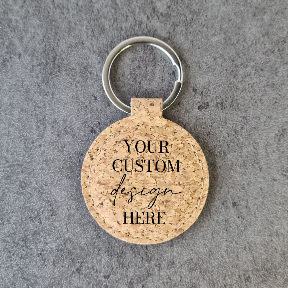 Round Cork Keyring, wedding favour