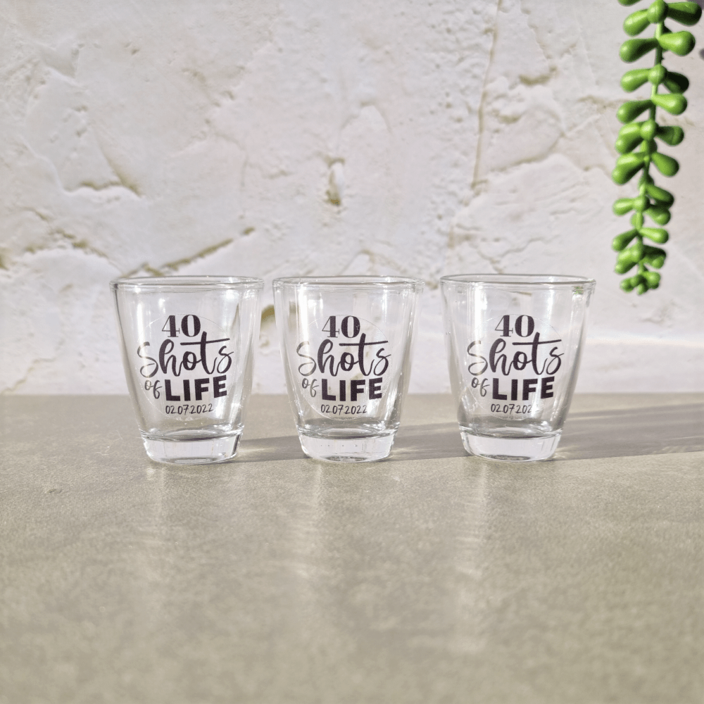 Personalised Shot Glass with Custom Sticker, glass, shot glass