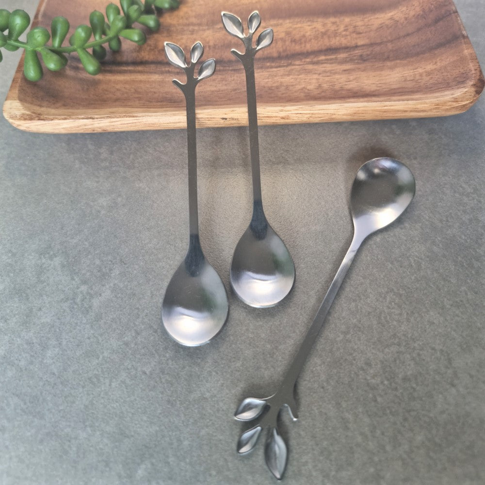 Silver leaf design spoon