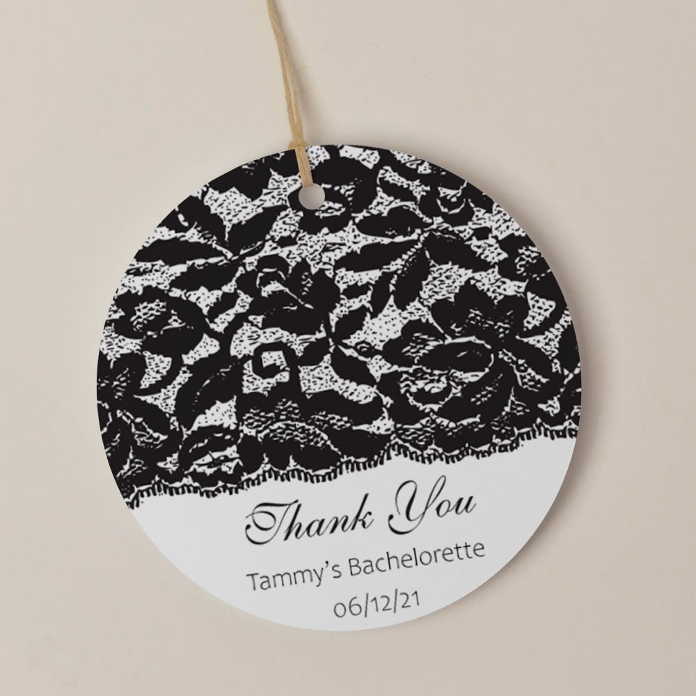 Thank You Tags/Stickers - Spanish Lace, black, sticker