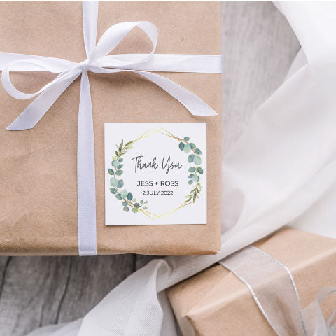 Luxury Eucalyptus on a Gold Frame - Square Sticker