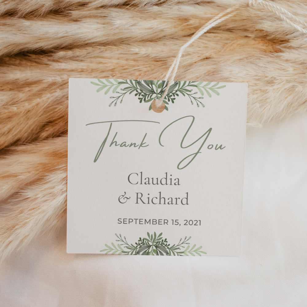 Square Thank You Tag - Greenery Personalise it Simply Favours 