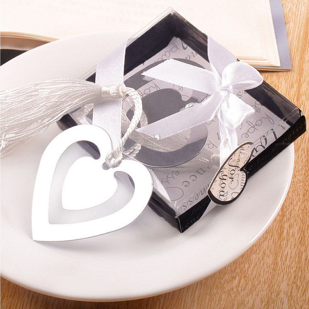 story of our love heart shaped bookmark favour
