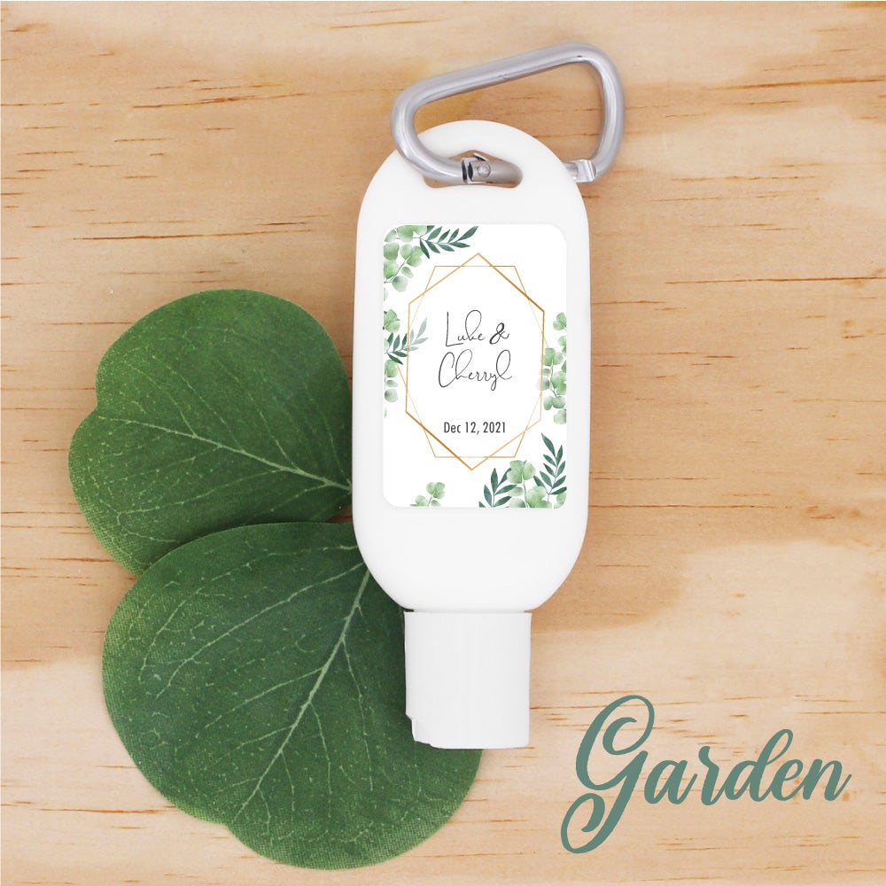 Personalised eucalyptus and palm leaves travel sunscreen