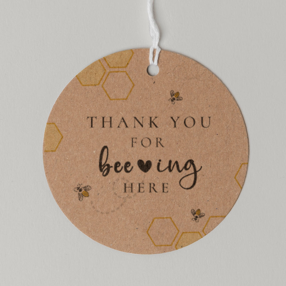 Meant To Bee Sweet Honey Favour Thank You Tags Personalise it Simply Design Studio Round Kraft
