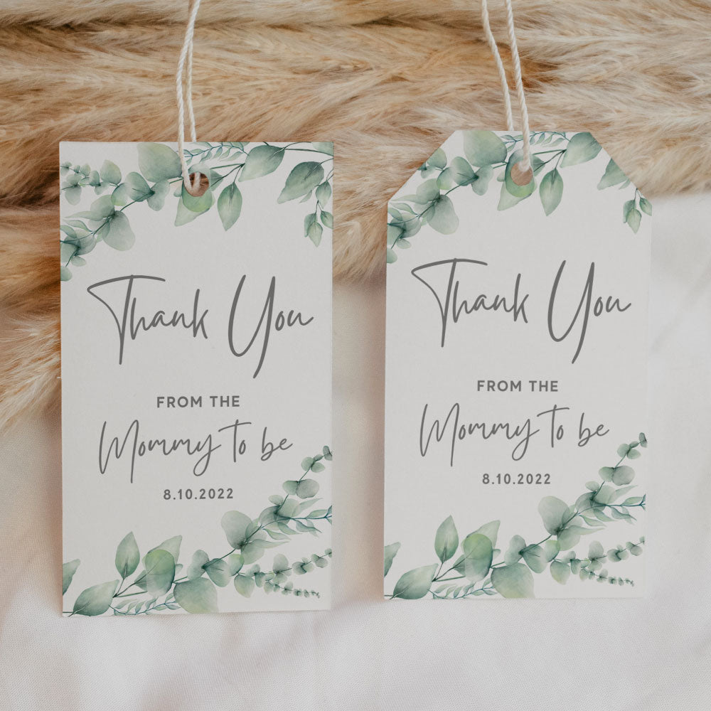 Thank You Tag - Rectangular - Green Eucalyptus II, green, wedding favour