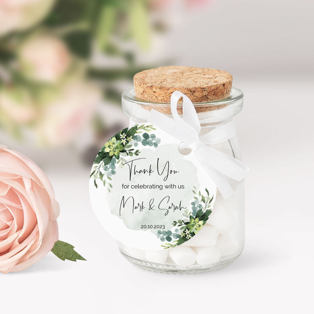 Green eucalyptus round thank you tags