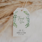 Thank You Tag - Rectangular - Green Wreath, green, wedding favour