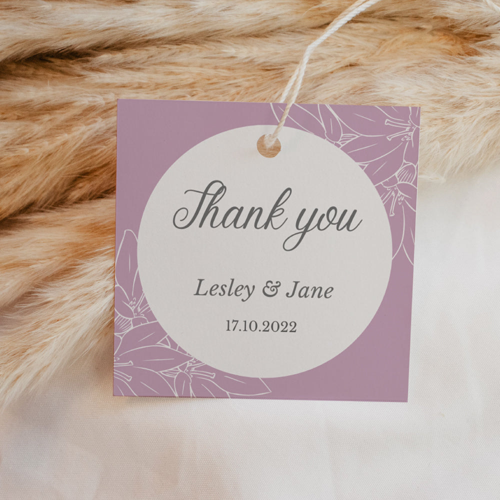 Thank You Tags/Stickers - Lovely Lilac, lilac, wedding favour
