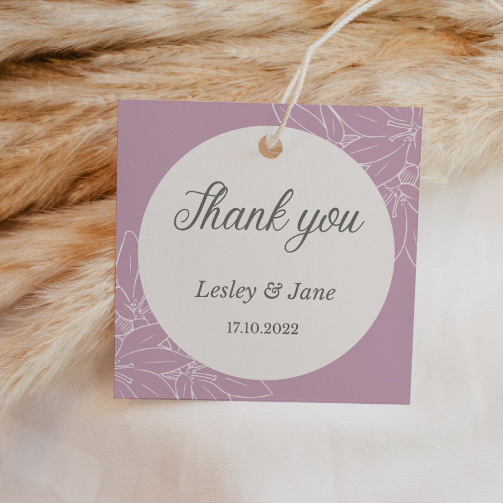 Square Thank You Tag - Lovely Lilac Gift Tags & Labels Simply Favours 