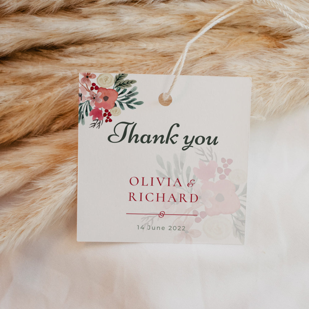 Thank You Tags/Stickers - Autumn Hues II, red, wedding favour