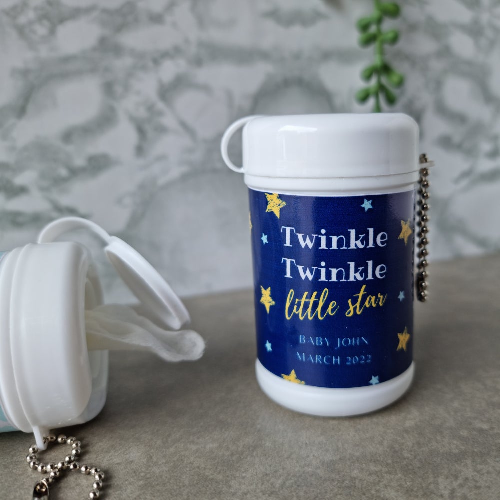 Personalised Miniature Wet Wipes on a Keyring