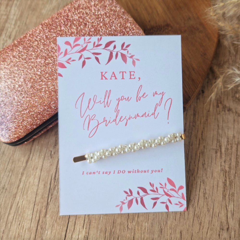 bridesmaid pearl hair clip gifts