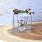 Personalised Shot Glass with custom sticker in a giftbox