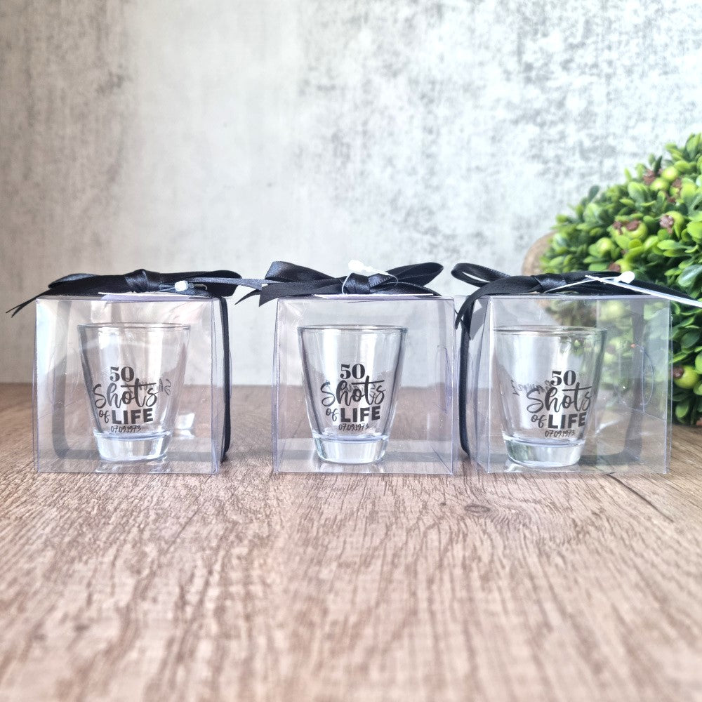Personalised Shot Glass with custom sticker