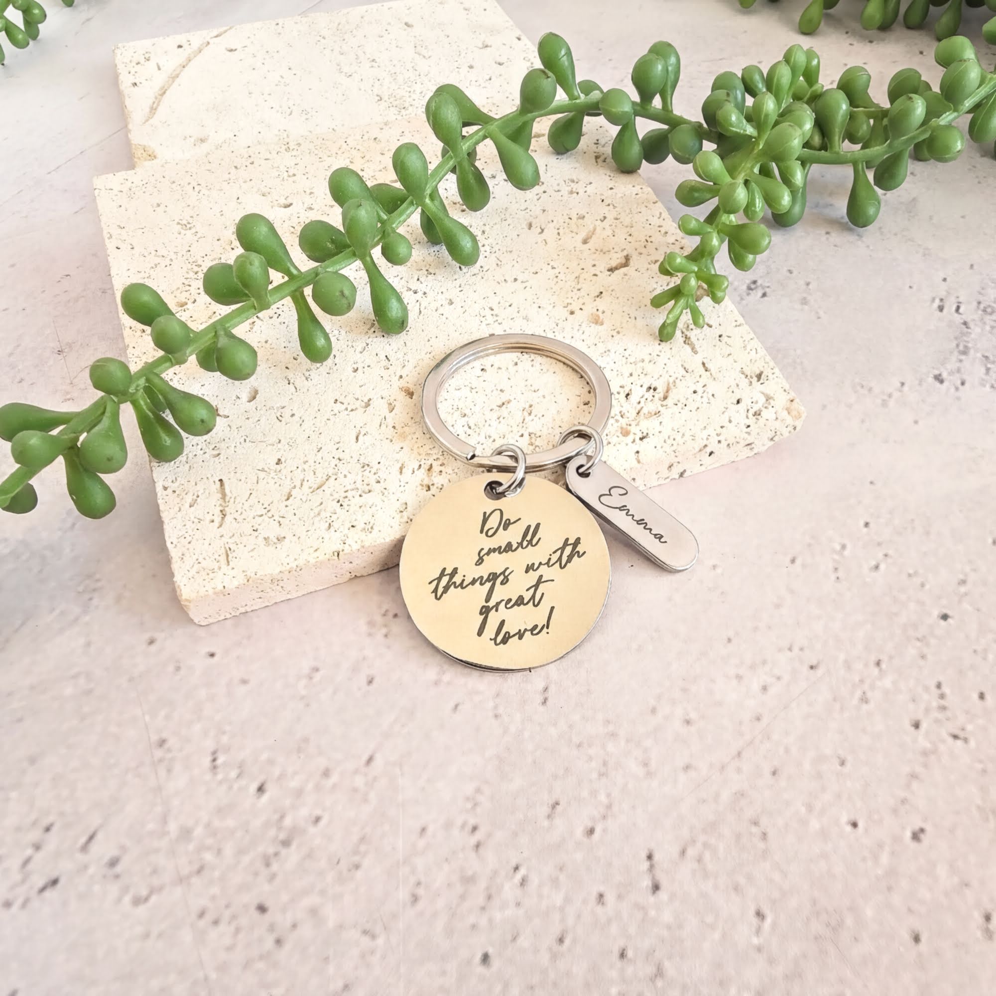 Personalised Single or Double-Sided Round Keyring - Stainless Steel, stainless steel, silver