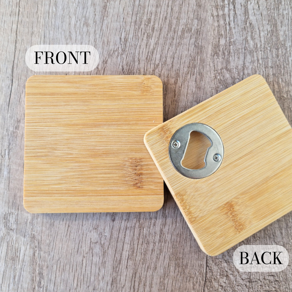 bamboo coasters with bottle opener