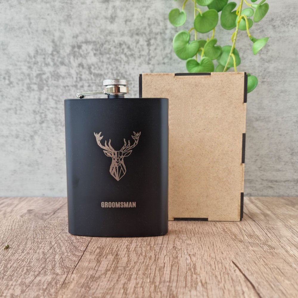 Black hipflask with Engraving