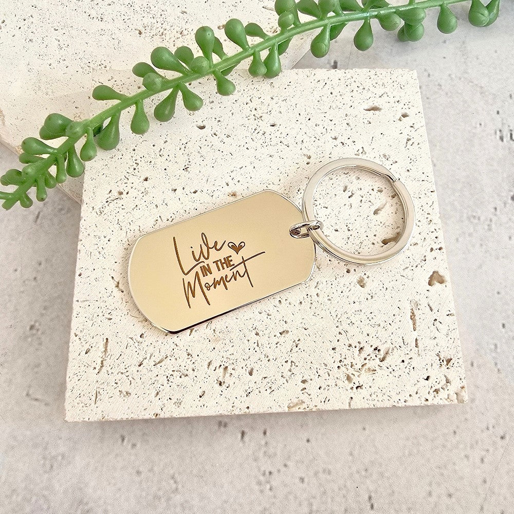 Personalised Single or Double-Sided Dog Tag Shaped Keyring