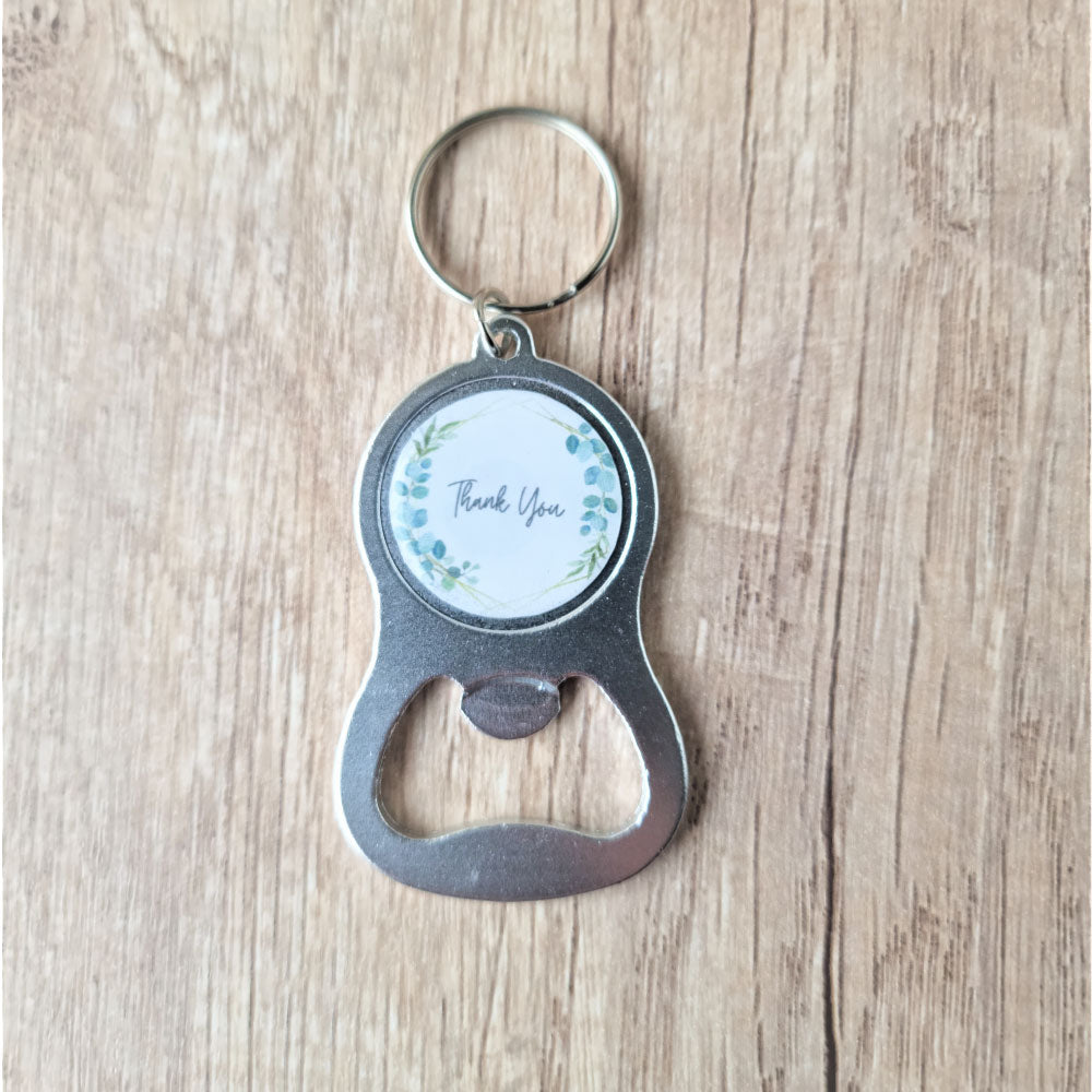 Round Aluminium opener keyring with doming
