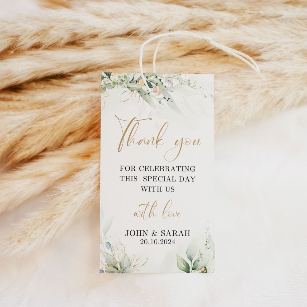Elegant Green Botanical Themed Rectangular shaped Thank you Tag 