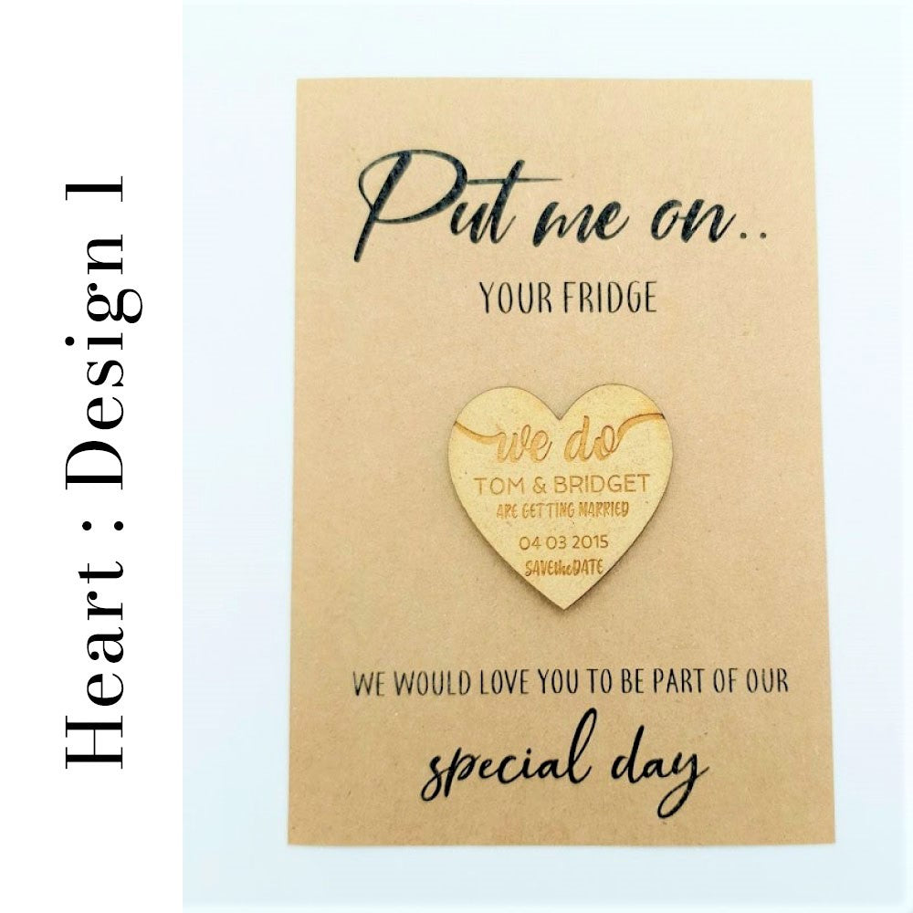 Beautiful Save the Date card, Heart magnets