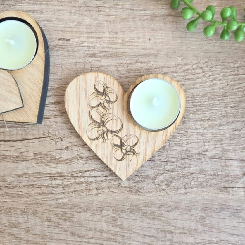 heart shaped wooden  tealight holder