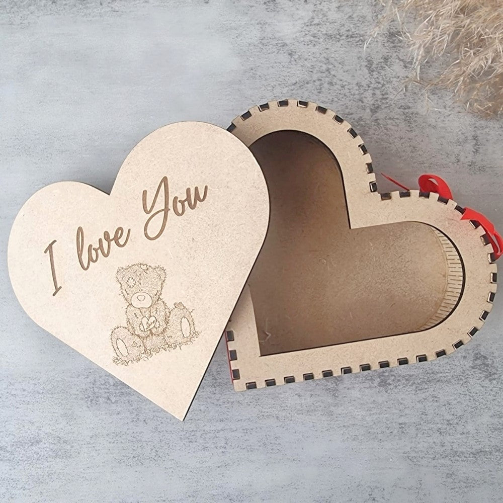Heart Shaped Wooden Gift Box Keepsake