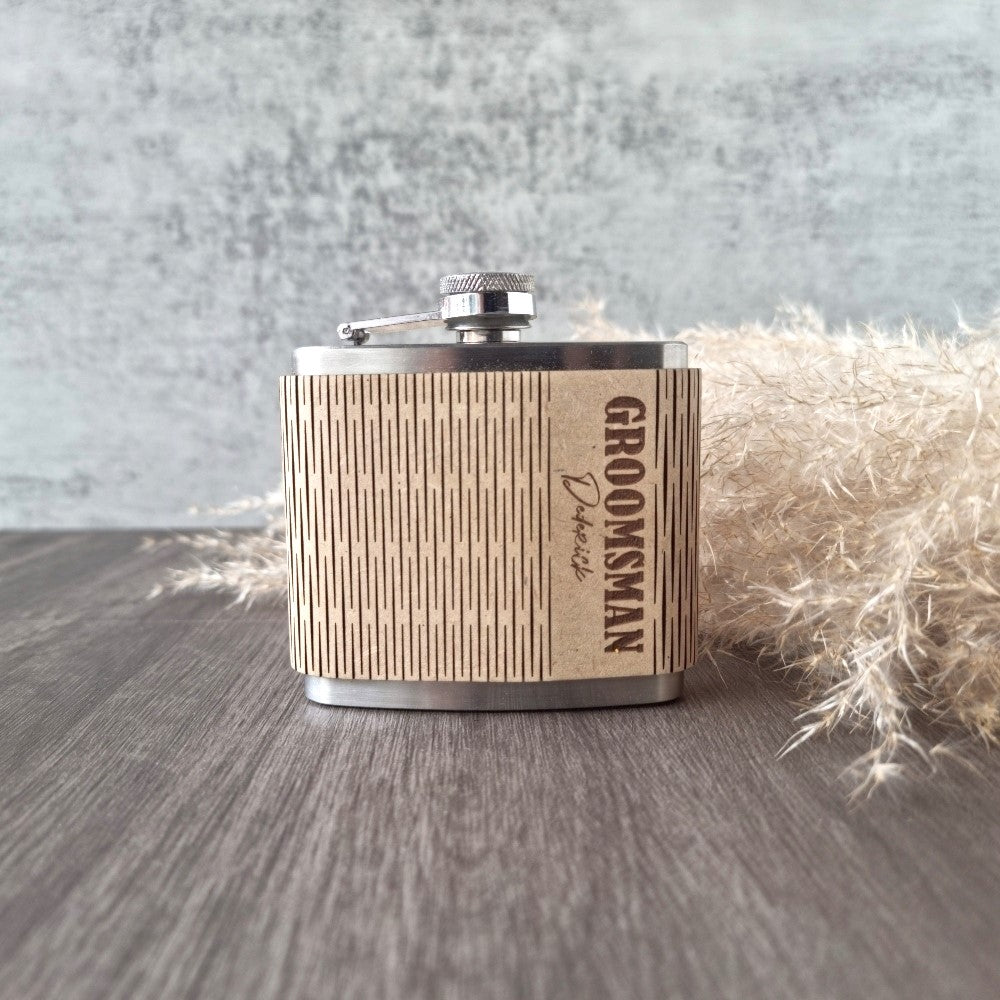 Hipflask with Wooden wrap