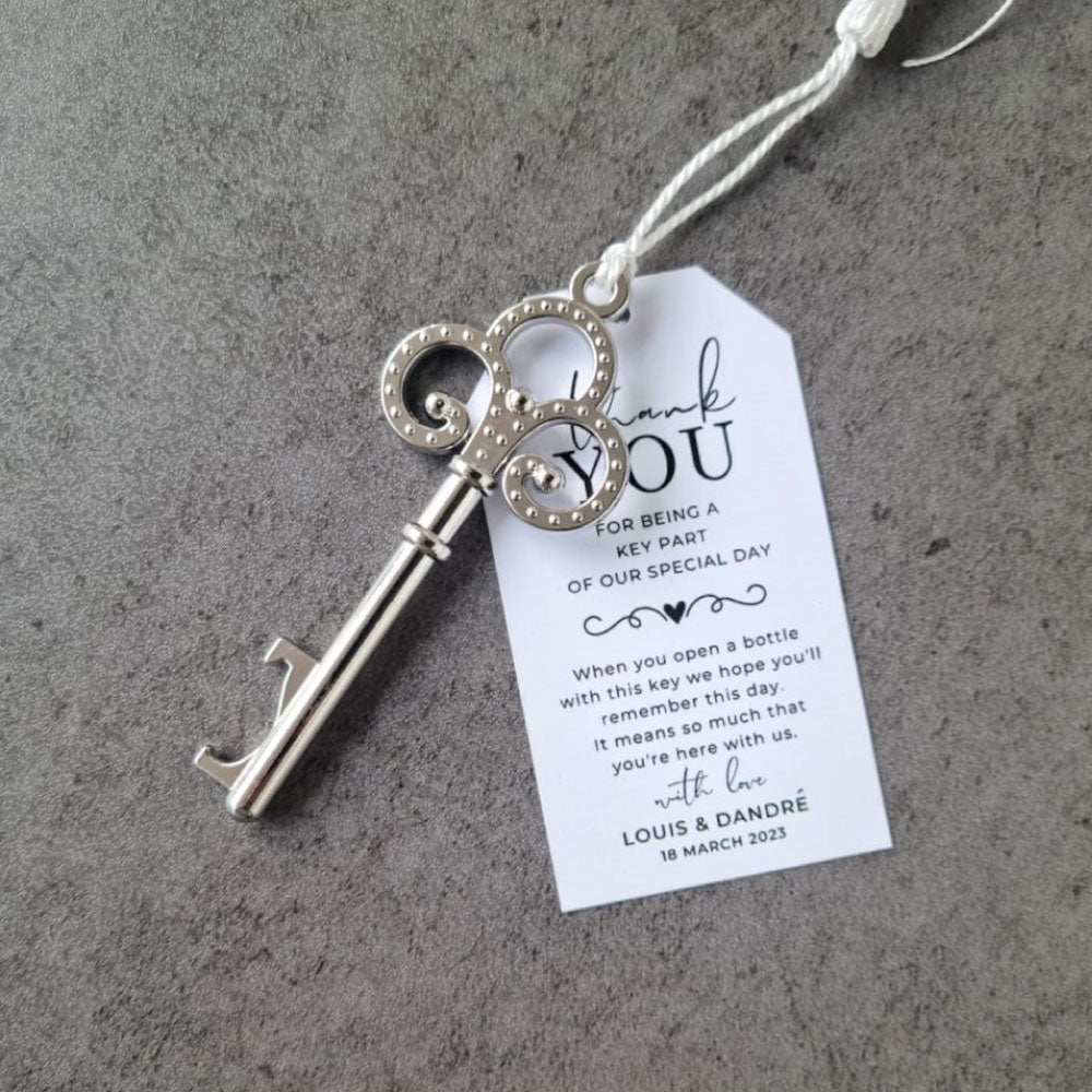 Vintage Victorian Key to my Heart Opener in silver with personalised tag