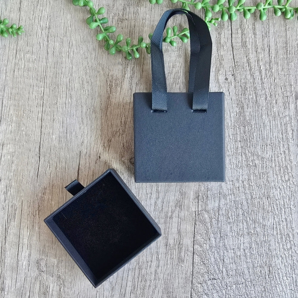 Luxury Black Jewellery Gift Box with Ribbon Handles