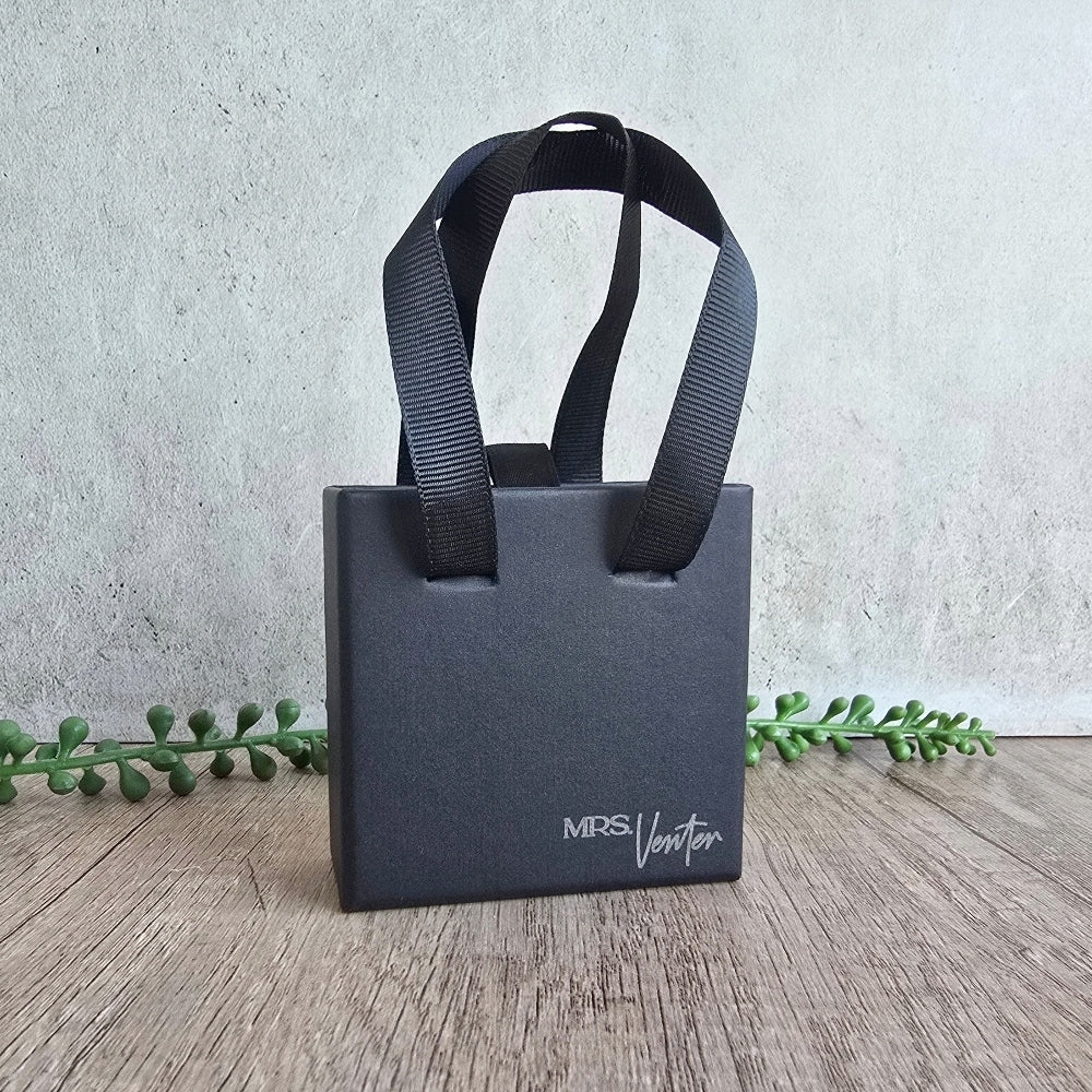 Luxury Black Jewellery Gift Box with Ribbon Handles