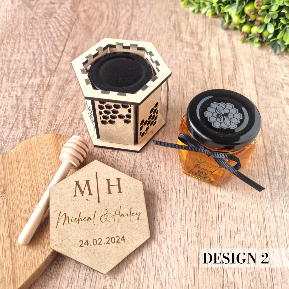 Mini Honey Jar in Hexagon Wooden GiftBox