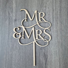 Mr & Mrs Cake-topper in natural wood