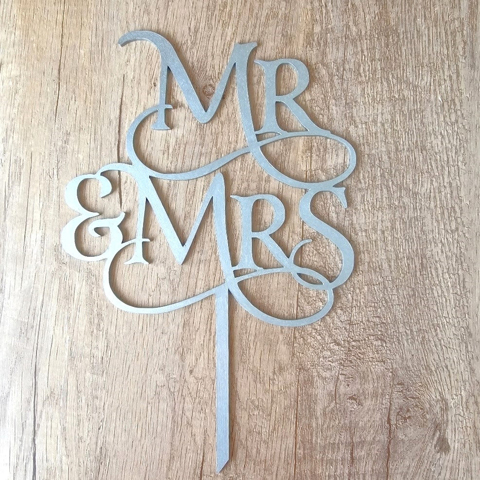 Mr & Mrs Cake-topper in silver