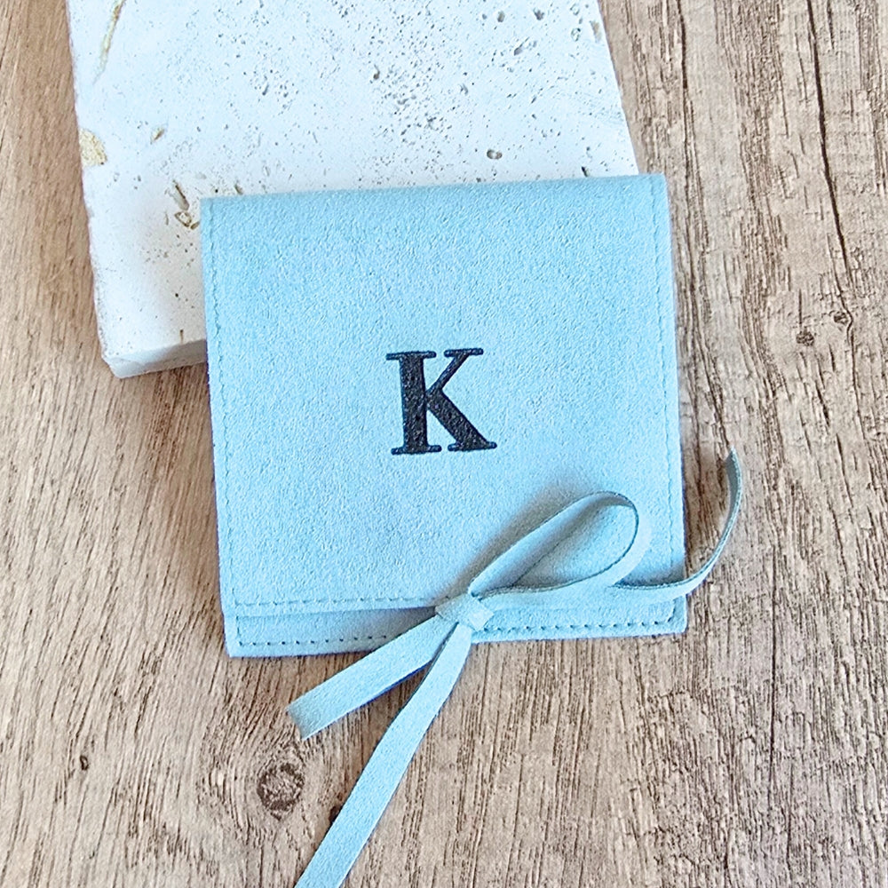 Personalised Faux Suede Jewellery Pouch – Sage green