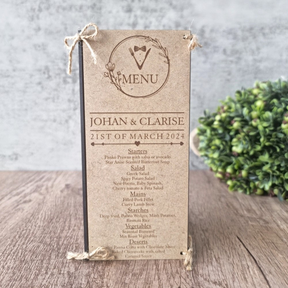Tri-Sided Wooden Table Menu