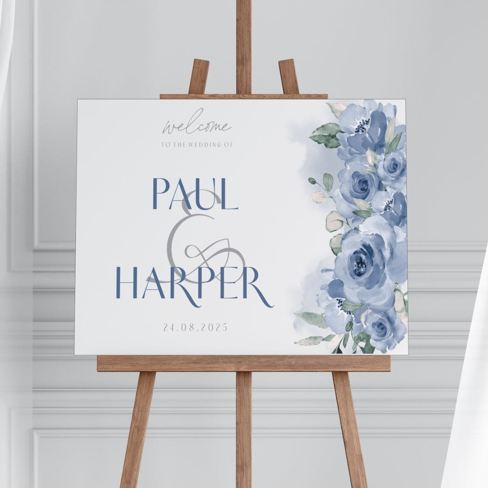 Serene Blues Stationery Welcome Sign
