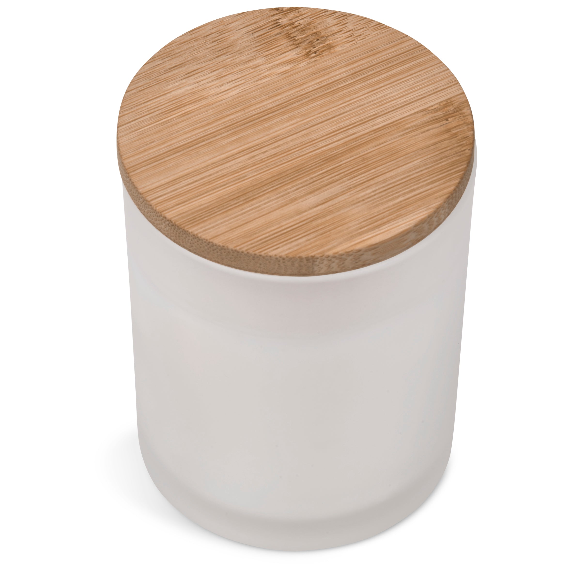 Candle favour in Frosted Glass Votive favour with Bamboo Lid 