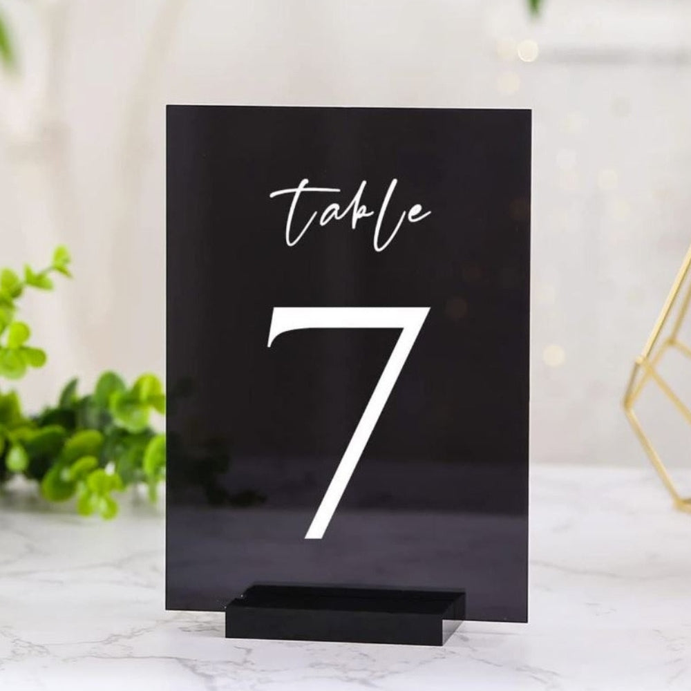 black acrylic table numbers