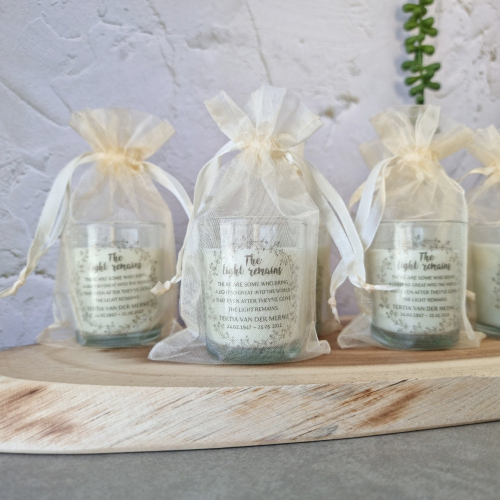 Personalised Candle Votives in an Organza Bag - Wedding | Simply